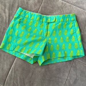 J. Crew Turquoise Pineapple Print High Waist Shorts Size 0